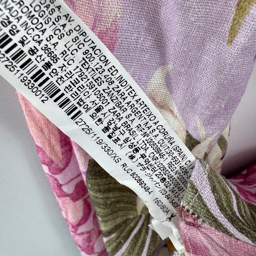 ZARA Floral Patchwork Mini Dress Long Sleeve Linen Blend Blogger Fav Size XS - Picture 9 of 9